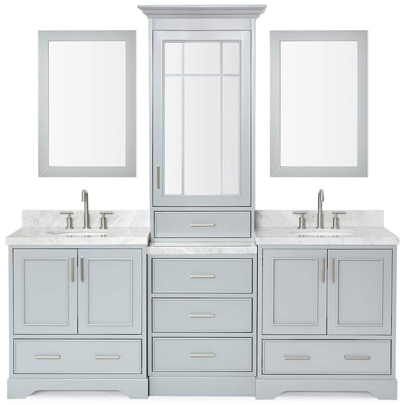 Ariel M085DCWO Stafford 84" Free Standing Double Oval Basin Vanity Set - Grey - Painted