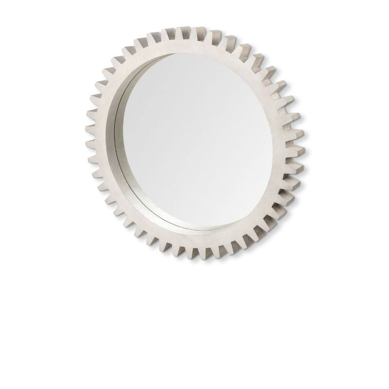 HomeRoots 36" White Abstract Wood Framed Accent Mirror - 35.5' X '35.5' X '3.5