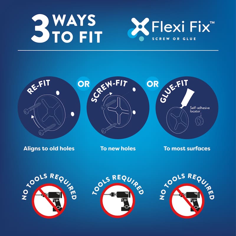 Croydex 1919 Flexi-Fix Screw or Glue Towel Ring Holder, Wall Mount (9.6x6.3in)