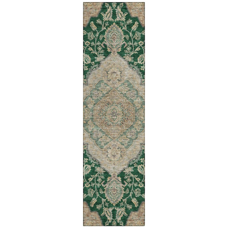 Machine Washable Indoor/ Outdoor Traditional Medallion Chantille Rug