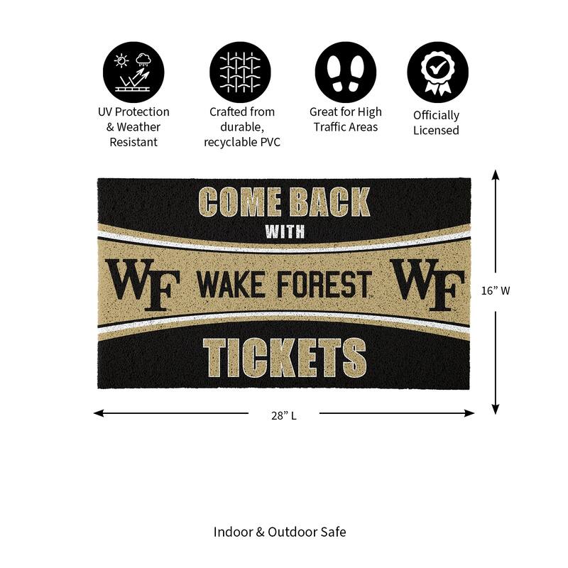 Wake Forest University 28 in. x 16 in. PVC "Come Back With Tickets" Trapper Door Mat