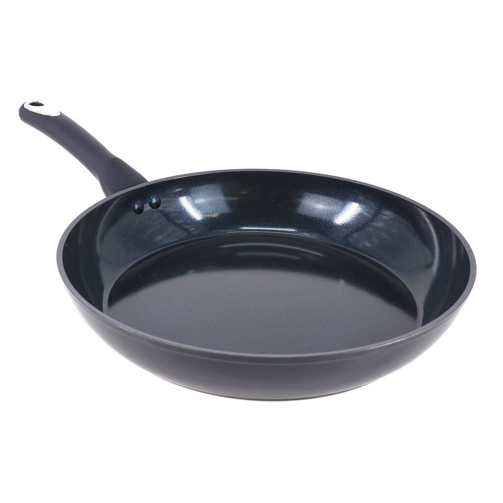 12 Inch Ceramic Nonstick Aluminum Frying Pan in Dark Blue