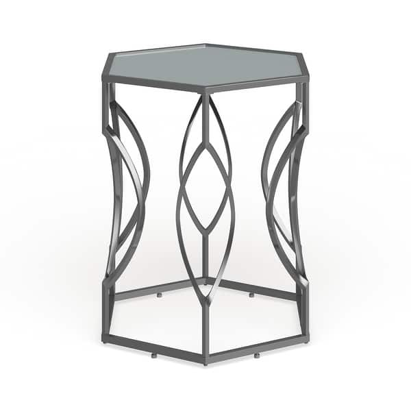 slide 7 of 10, Davlin Hexagonal Metal Frosted-glass Accent End Table by iNSPIRE Q Bold