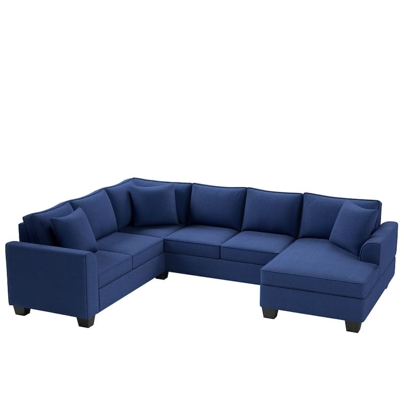 110*86" Sectional Sofa Upholstered Modern English Arm Classic U-shaped Sofa 3 Pillows Included