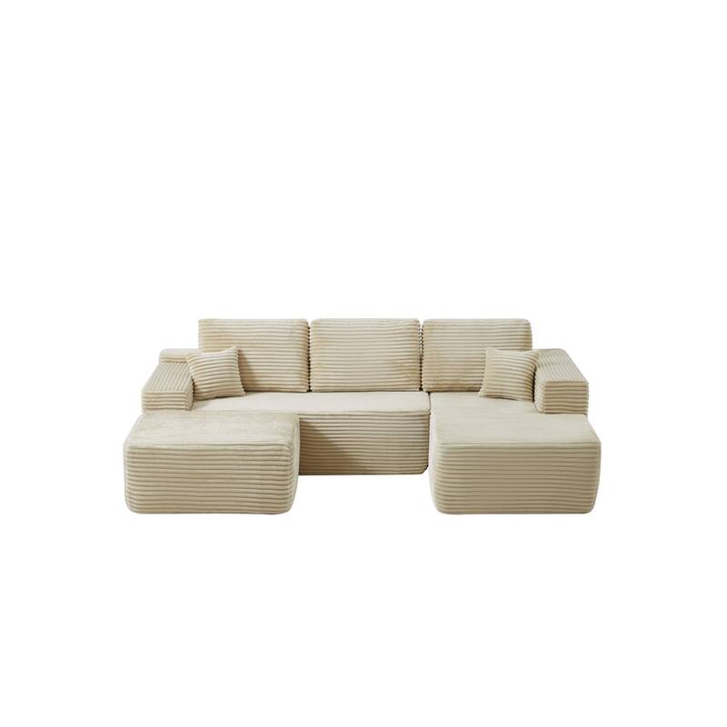 104'' L-Shaped Modern Modular Sectional Sofa with Moveable Ottoman