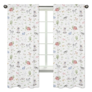 Farm Animals Collection 84-inch Window Treatment Curtain Panel Pair - Watercolor Farmhouse Horse Cow Sheep Pig