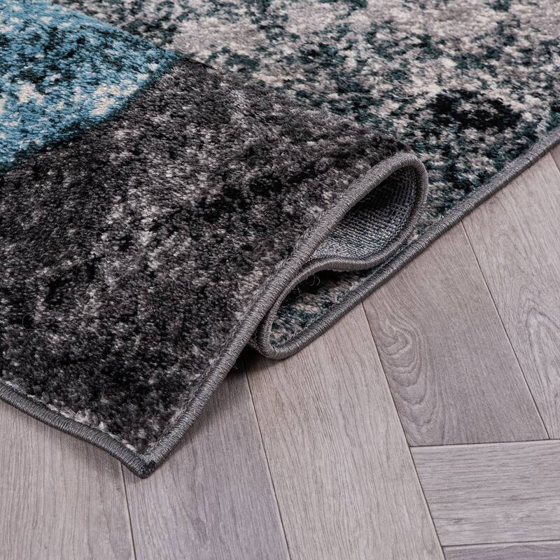 World Rug Gallery Contemporary Floral Design Black Area Rug