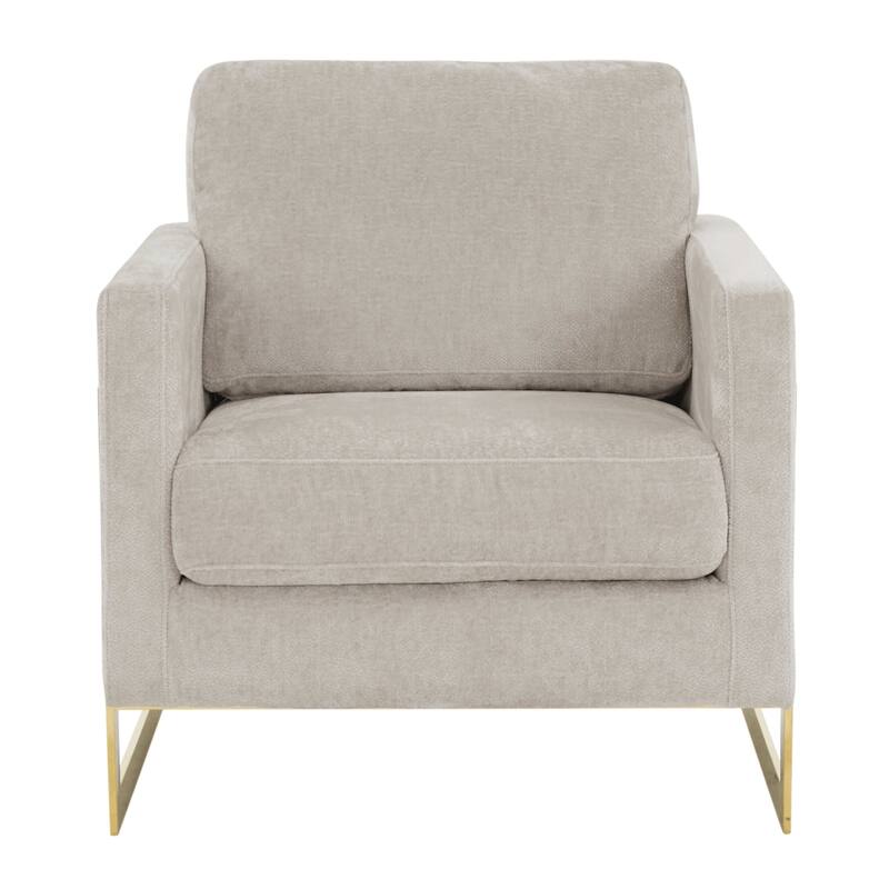 Lincoln Modern Boucle Arm Chair with Gold Stainless Steel Frame Upholstered Single Seater Sofa - 34.25" H x 31.5" W x 33.85" D
