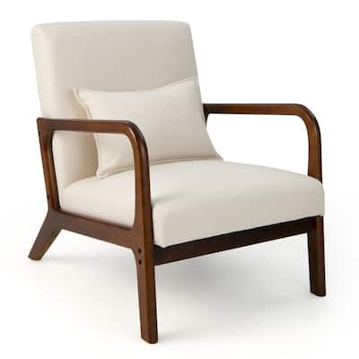 Modern Accent Chair with Rubber Wood Frame and Lumbar Pillow - 31" x 25.5" x 30.5"