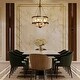 preview thumbnail 3 of 10, Coasa Modern Boho 4-light Brass Chandelier Wooden Beads Fixtures Lighting for Dining Room - D15.5'' x H85''