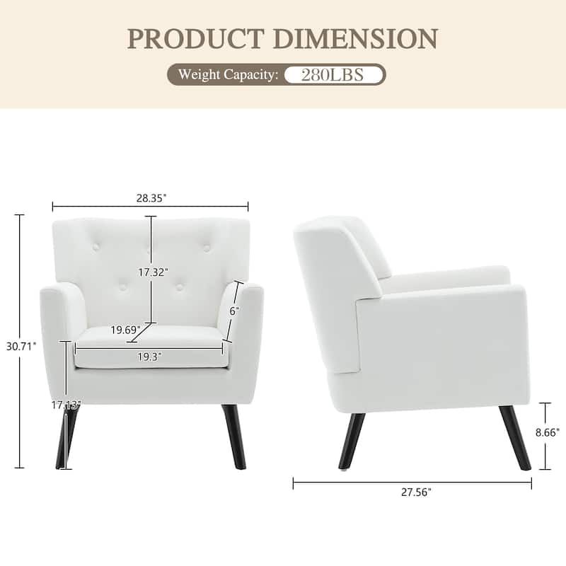 Velvet Upholstered Armchair Tufted Accent Chair, Set of 2 - 30.71"H x 28.35" W x 27.56"D