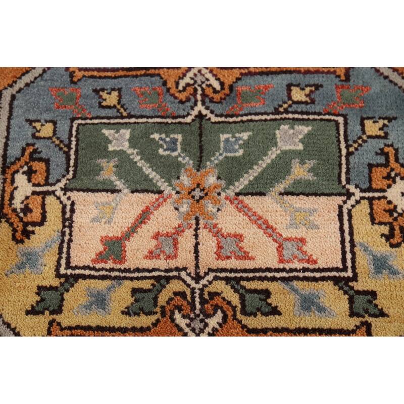 Orange Geometric Khotan Oriental Area Rug Hand-Knotted Wool Carpet - 8'0"x 10'1"