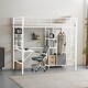 preview thumbnail 9 of 14, Twin Size Metal Loft Bed with Desk and Storage Shelves, Full-length Guardrails White