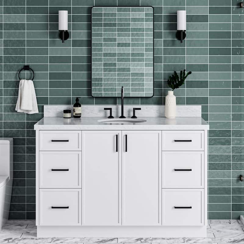 Ariel K55CWOVO Kelly 55" Free Standing Single Basin Vanity Set with - White