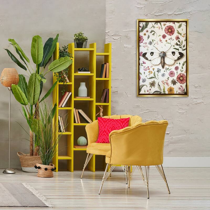 Stupell White Moth & Botanicals Framed Floater Canvas Wall Art Design By The Dutch Lady