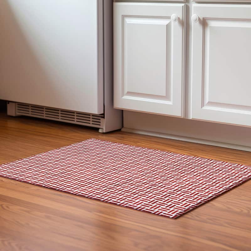 Premium Washable Super Soft Modern Weave Mayfield Rug - Red - 1'8" x 2'6"