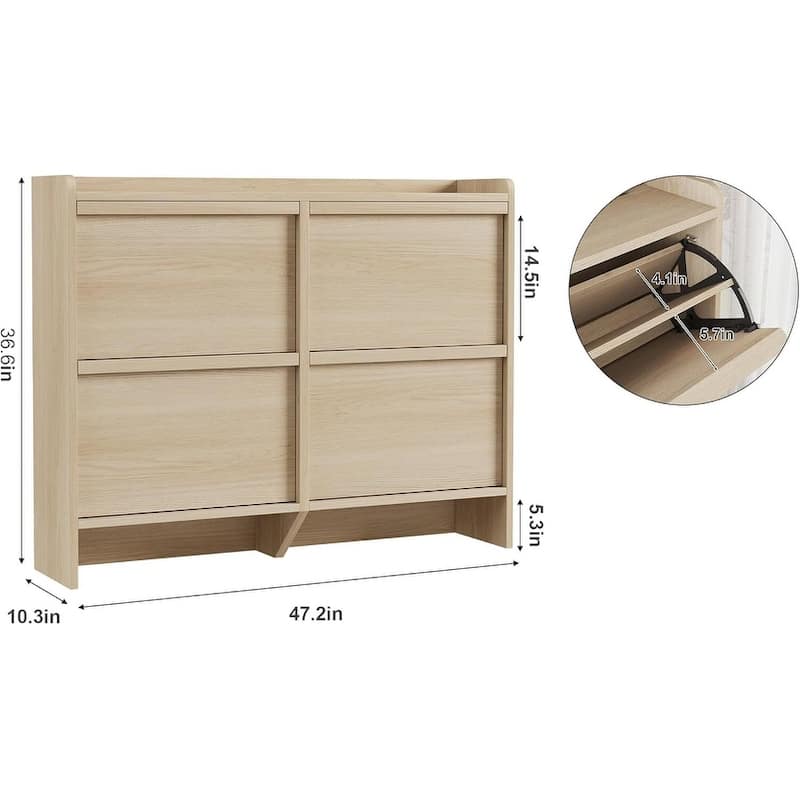Narrow Shoe Cabinet Organizer with 4 Flip Drawers for Entryway, Hallway, Living Room