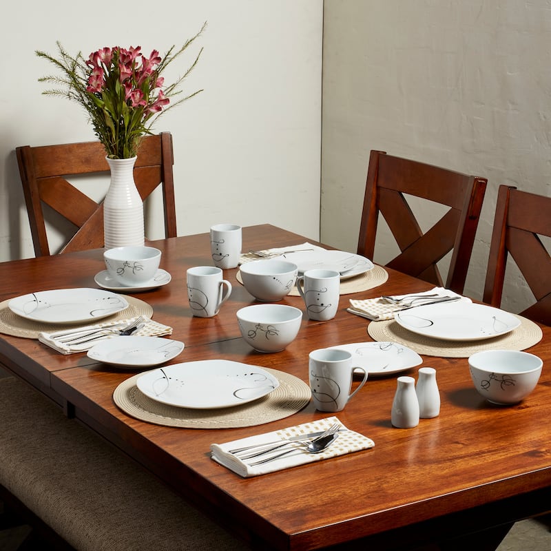 Pescara 16pc Soft Square Porcelain Dinnerware Set