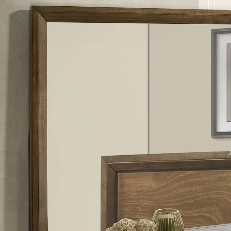 Furniture of America Igala 2-piece Walnut Solid Wood 7-Drawer Dresser and Mirror Set