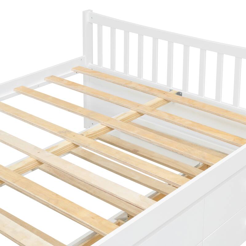 Wooden Daybed with Trundle and Drawers, Platform Sofa Bed Frame