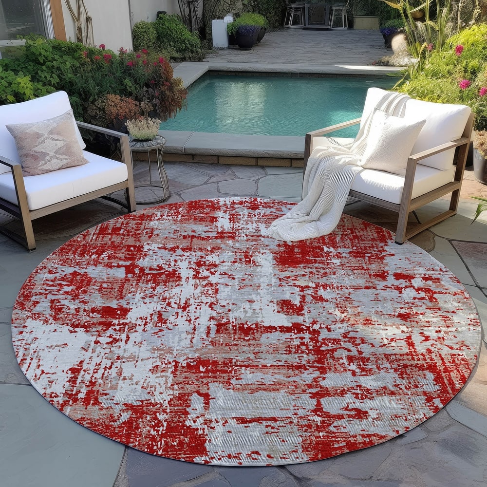 Machine Washable Indoor/ Outdoor Abstract Chantille Rug