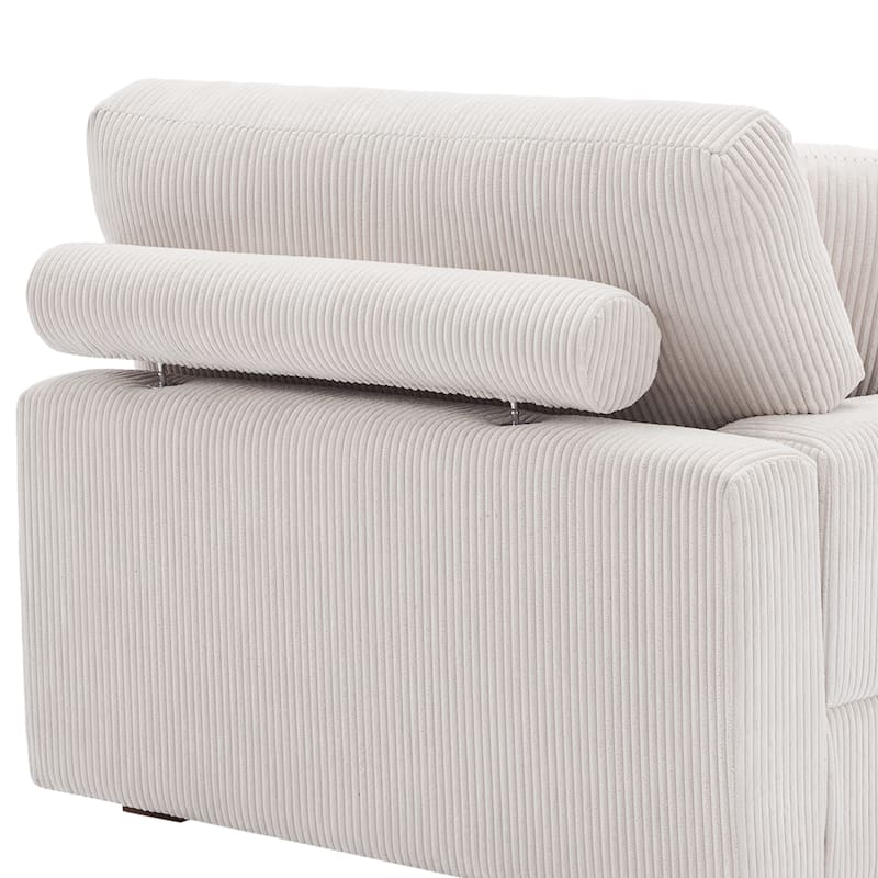Modern Corduroy Indoor Chaise Lounge Couch with Pillows