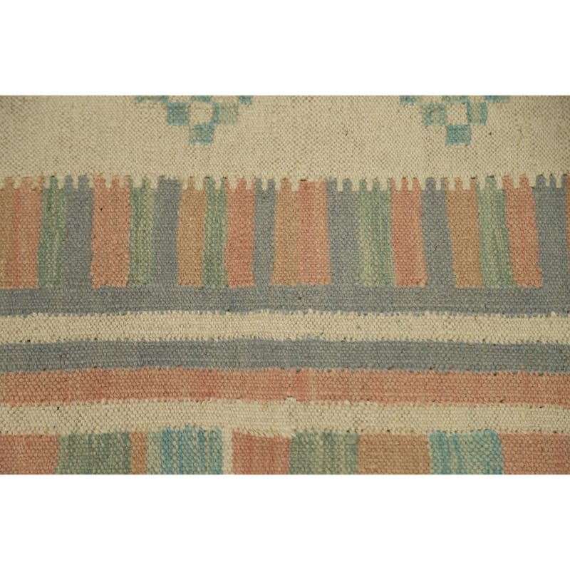 Hand Woven Oriental 100% Wool Carpet Southwestern Modern Beige & Ivories Kilim Area Rug - 6' 5'' X 4' 1''