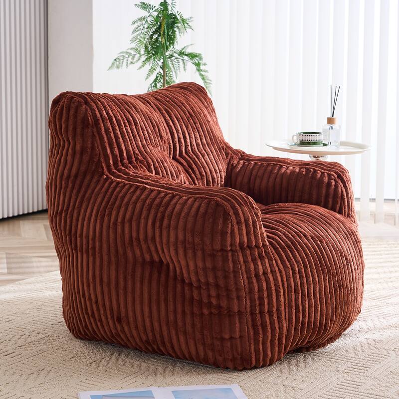 Soft Fluffy Corduroy Fabric Bean Bag Chair Filled With Memory Sponge