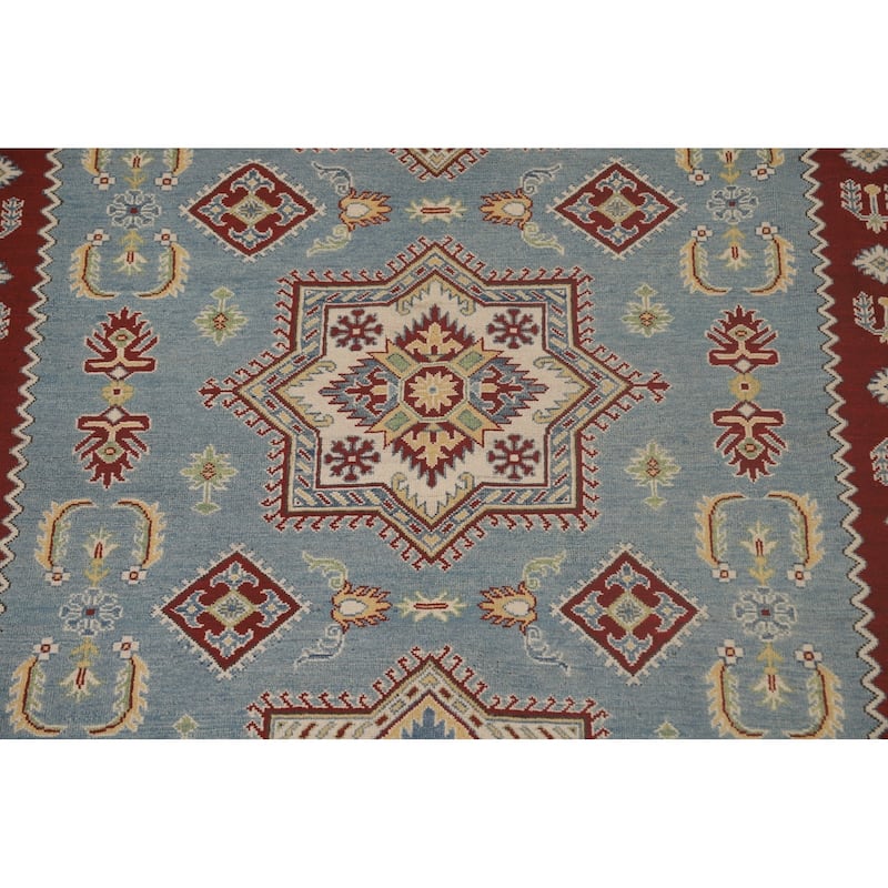 Light Blue Kazak Rug Handmade Traditional Oriental Wool Carpet - 8'3"x 11'5"