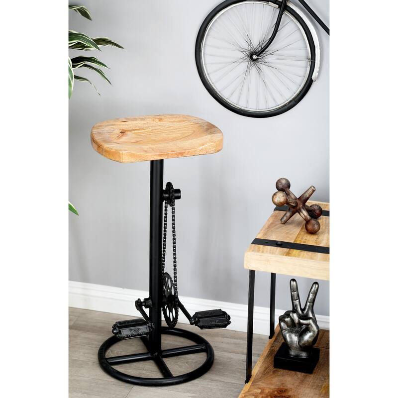 Metal Bike Counter Stool with Pedals - Brown - Roche River Decor