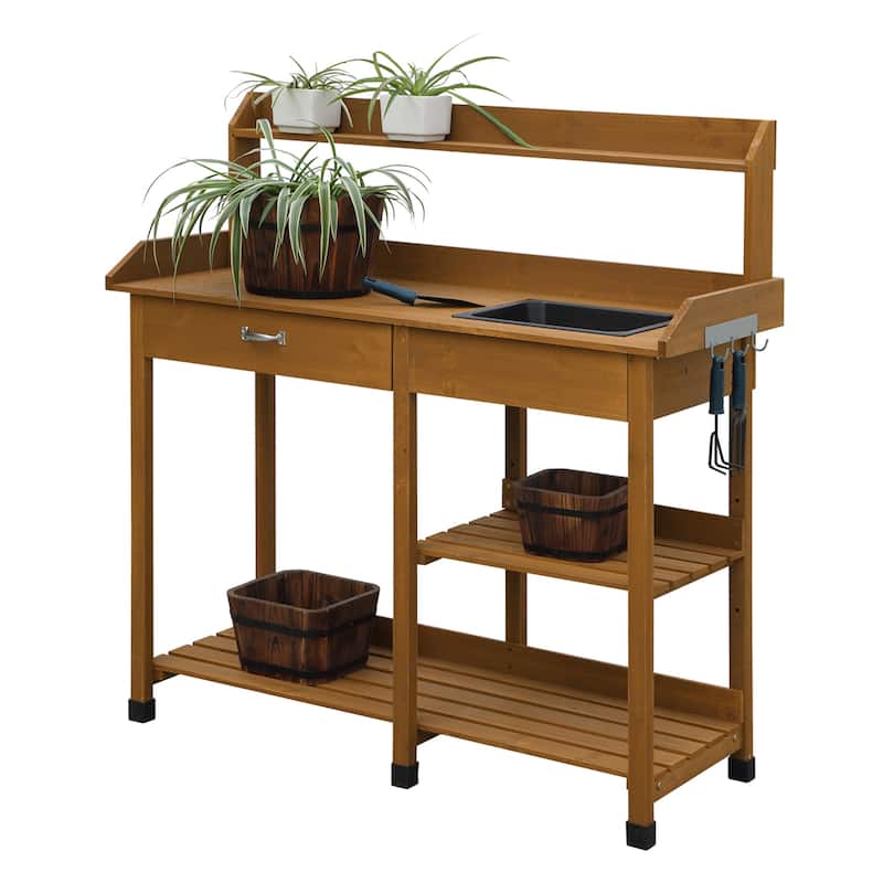 Convenience Concepts Deluxe Potting Bench with Drawer and Shelves