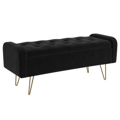 Velvet Storage Ottoman
