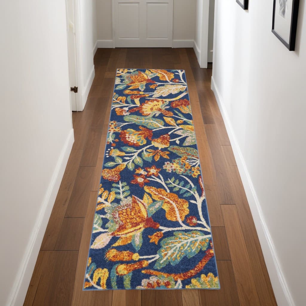 Gafic Power Loomed Floral Traditional Low Pile Area Rug By HomeRoots - 90' X '27' X '0.25