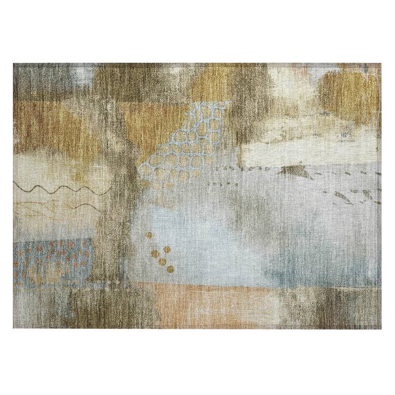 Machine Washable Indoor/Outdoor Modern Abstract Chantille Rug