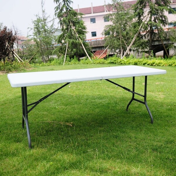 White Plastic Portable For Picnic Indoor Outdoor Details about   Solid Folding Table 6 ft 