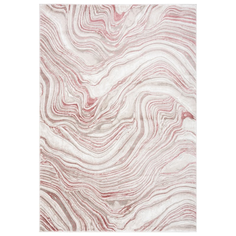 SAFAVIEH Meadow Marjolein Modern Abstract Rug - 6'7" Square - Pink/Beige