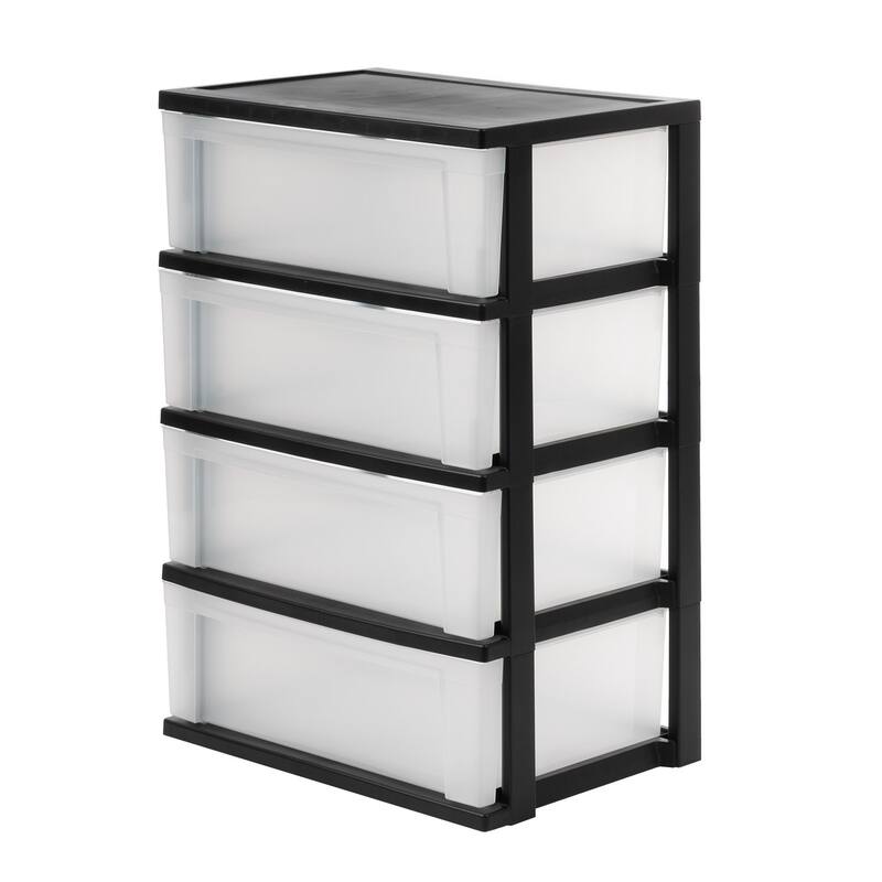 IRIS USA® Nesting Stacking Wide Chest 29 Qt - Black