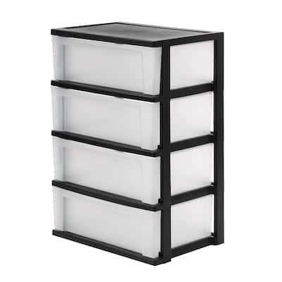 IRIS USA® Nesting Stacking Wide Chest 29 Qt - Black