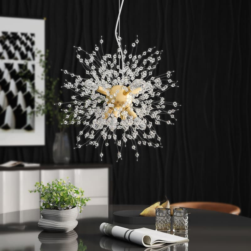 9 Lights Modern Crystal Chandelier Gold Dandelion Chandelier