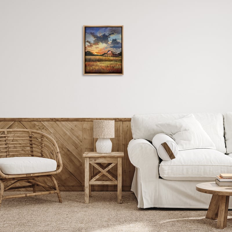Stupell American Barn at Sunset Framed Floater Canvas Wall Art Design By Arlington Prints