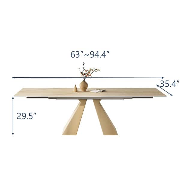 63 - 94" Extendable Modern Sintered Stone Dining Table for 4-10, Table ...