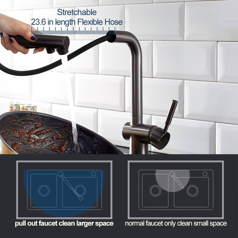 ALPHAUCET Single Handle Pull-Out Sprayer Kitchen Faucet