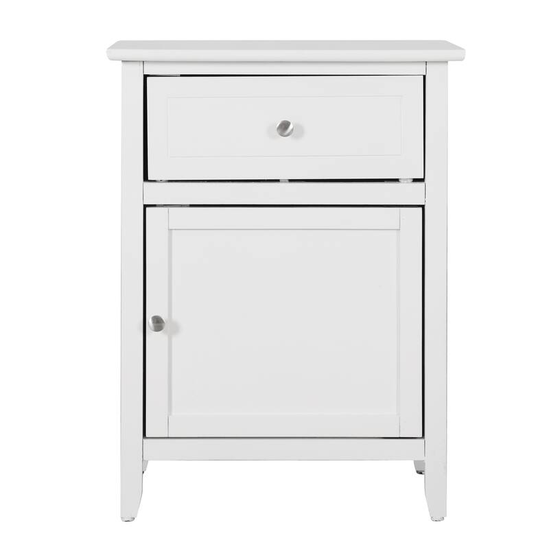 Elegant White Nightstand with Ample Drawer for Modern Spaces