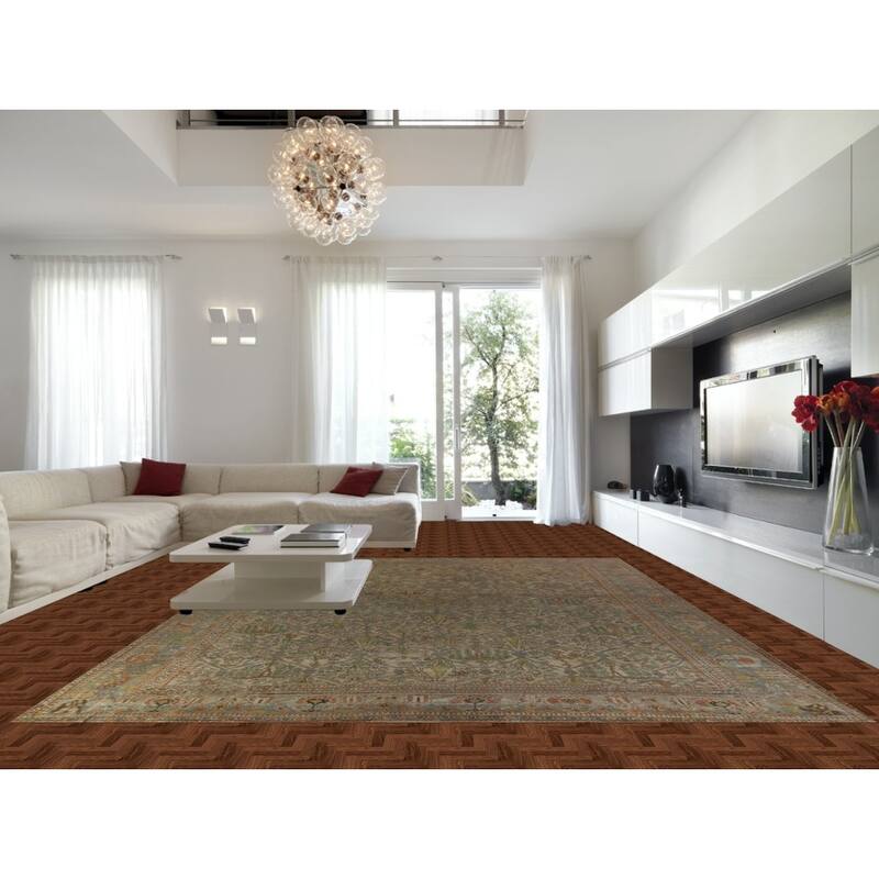 Hand Knotted Oriental 100% Wool Carpet Traditional All-Over Brown Bakhtiari Area Rug - 16' 2'' X 12' 2''