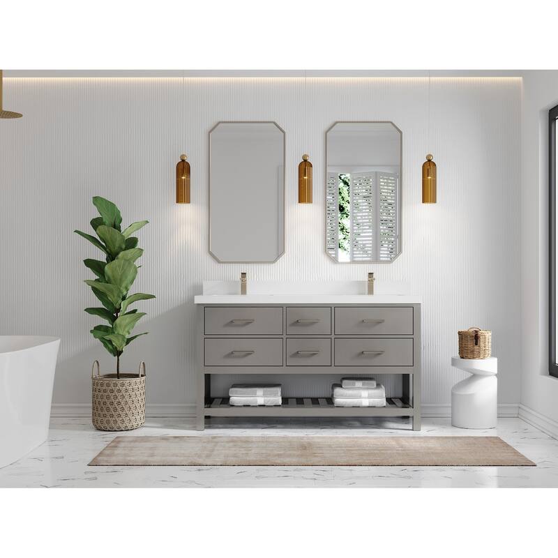 Willow Collections 60 in. W x 22 in. D Parker Double Sink Bathroom Vanity with Countertop