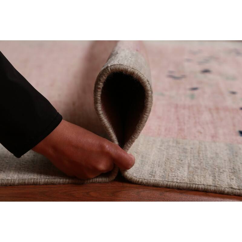 Hand Knotted Oriental 100% Wool Carpet Traditional Floral Pink Art Deco Area Rug - 7' 3'' X 4' 10''