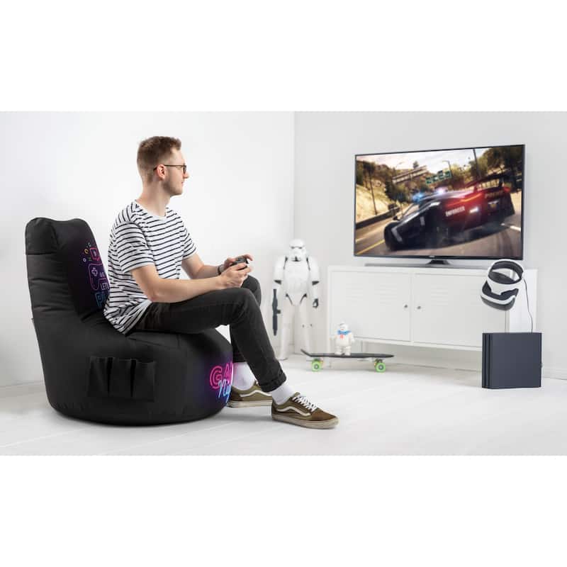 Gouchee Home Swing Gaming Lets Play Bean Bag Chair Black - Black