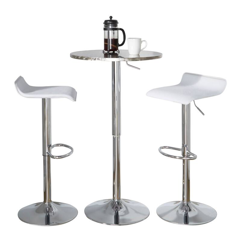 Porch & Den Forest Hill-Tower Ale Round 3-Piece Bar Set - White Faux Leather