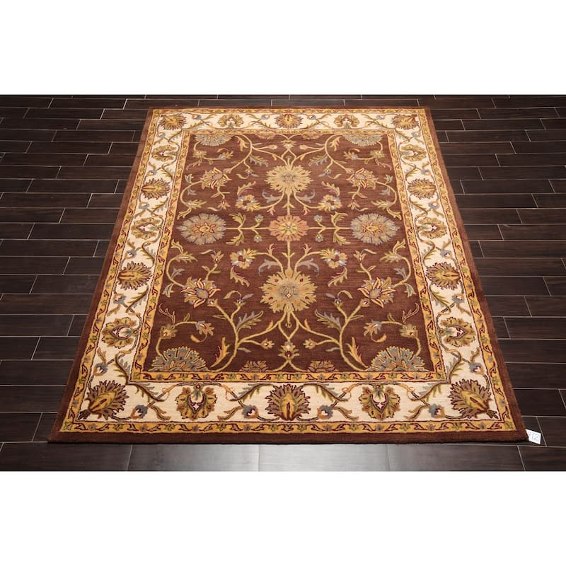 8x10 Hand Tufted Hand Made 100% Wool Kashan Traditional Oriental Area Rug Brown, Ivory Color - 7' 9'' x 9' 9''