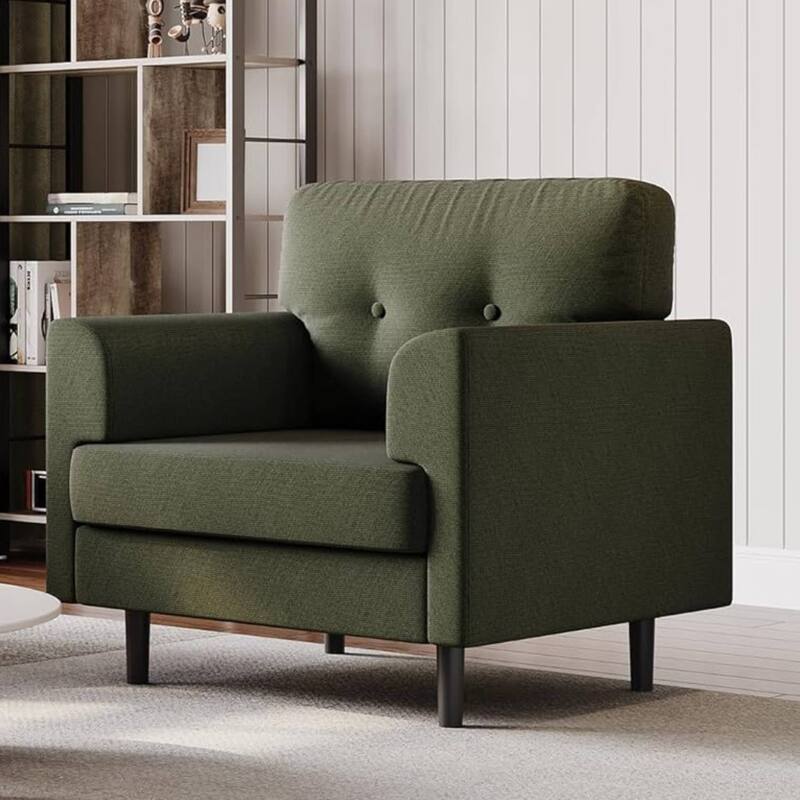 Modern Single Sofa, Upholstered Armrest Accent Chair for Living Room, Bedroom
